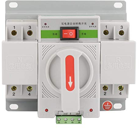ASHATA Mini Interruttore Automatico a Doppia Alimentazione 2P 63A 220V Interruttore a levetta Interruttore Automatico a Doppia Alimentazione Interruttore Automatico, Funzionamento Silenzioso