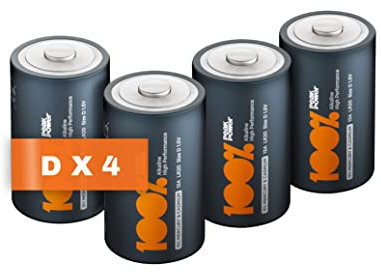 Pilas C - LR14 - Paquete de 4 Unidades | 100% PeakPower | Pilas LR14 1.5V | Duración Larga, Tecnología Anti-Fugas, Rendimiento Elevado…