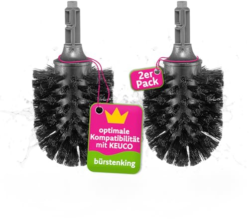 Bürstenking WC Ersatzbürstenkopf, 69 mm, Toilettenbürstenkopf Set passend für Keuco WC-Garnituren, Borsten Ersatzklobürstenkopf, 2 Stück, schwarz