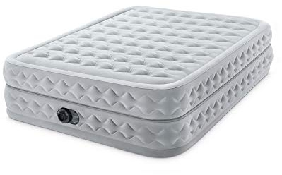 Intex 64489ED Queen Supreme Air-Flow Air Mattress: Fiber-Tech – Queen Size – Built-in Electric Pump – 20in Bed Height – 600lb Weight Capacity