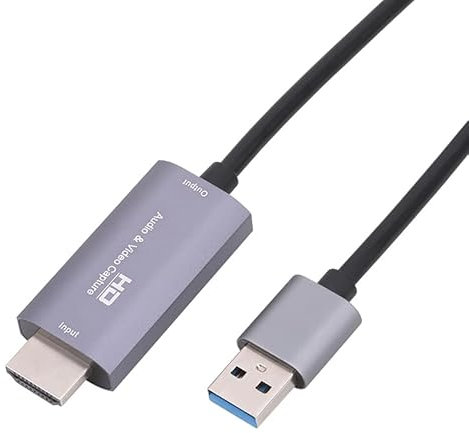 nincyee HDMI Video Capture Card,HDMI Male to USB Male,HD 1080p 60HZ Aluminum Alloy Video Capture Card with 2M Cable length for Gaming Teaching Video Live