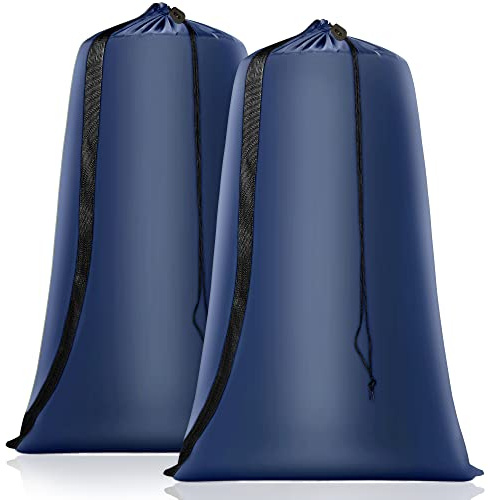 Heavy Duty Laundry Bag 2 Pack XL Nylon Laundry Bags with Straps, Washable Large Dirty Clothes Organizer with Drawstring Closure, Travel Washing Bag Fit a Laundry Hamper or Basket