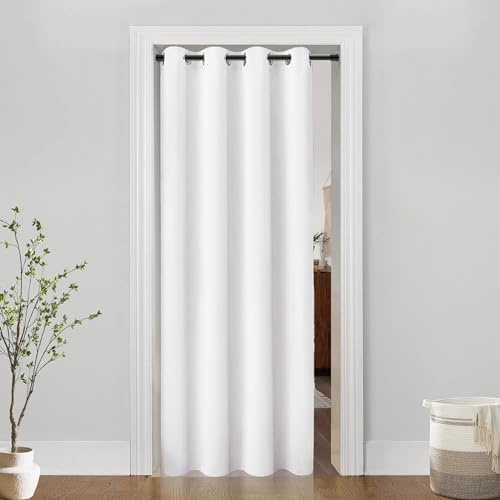 PANELSBURG 48“ Wide Doorway Curtain, Closet Curtain for Open Closet, Extra Width for Fulless Aternative to Accordion Door, White