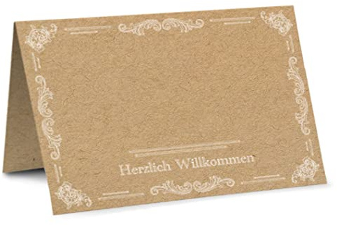 Partycards Tischkarten Geburtstag, Tischkarten Hochzeit, Tischdeko Hochzeit, Hochzeitsdeko Tisch - 50 Stück, Namensschilder, DIN A7, Platzkarten Kommunion, Namenskarten Konfirmation, Taufe