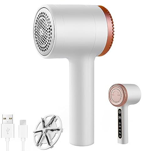 Rasoir Anti Bouloche Electrique, Anti Bouloche Vetement, Dissolvant de Peluche Rechargeable, Rasoir Anti-Bouloche et Anti-Peluche Enlever, avec Lame à 6 Feuilles, pour Vêtements Meubles (Blanc)