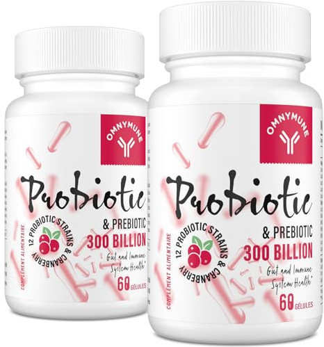 Probióticos para Mujer, 300 Mil Millones UFC, 12 Cepas Diversas + Prebióticos (Arándano, Cúrcuma, Goji) – Salud femenina, Digestiva e Inmunológica, 120 Cápsulas