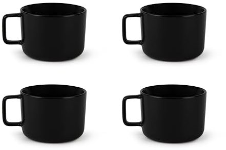 Excelsa Nordic Set 4 Tazze Jumbo Nere, Ceramica Stoneware, Capacità 210 Ml.