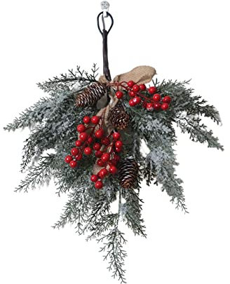 Künstlicher Weihnachtskranz, Vorbeleuchtete Weihnachtskränze für die Haustür, Weihnachtsdekoration für Draußen, Drinnen, Zuhause, Party-Dekoration(#1)