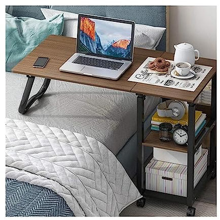 POCHY Betttische Modischer Überbetttisch, höhenverstellbarer Beistelltisch, Halterung aus Karbonstahl, über Bett, Nachttisch, feststellbare Rollen, rollender Laptop-Tisch luxuriös