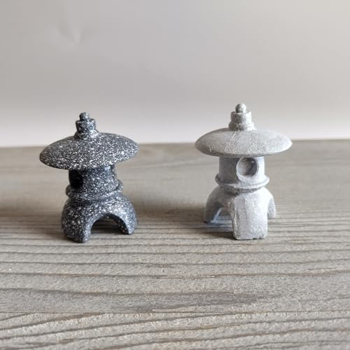 Lanterna giapponese in miniatura per terrario da tavolo, giardino zen, giardino delle fate, decorazione per albero bonsai (confezione doppia)