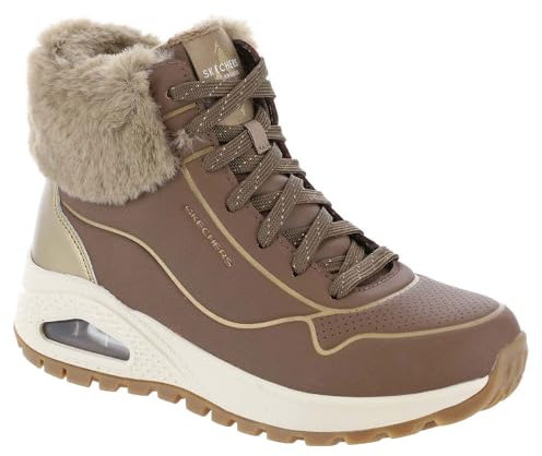 Skechers Uno Rugged Fall Shimmer, Stivaletto Donna, Taupe Durabuck/Metallic Duraleather//Faux Fur, 36 EU