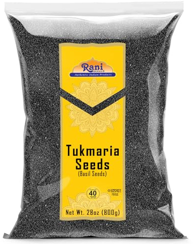 Rani Tukmaria (Holy Basil Seeds) 28oz (800g) Used for Falooda / Sabja Dessert, Spice & Ayurveda Herbal ~ All Natural | Gluten Friendly | NON-GMO | Kosher | Vegan | Indian Origin