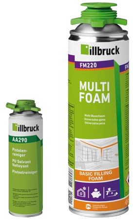 FM220 Mousse de construction Mousse expansive Mousse à pistolet Multi-mousse Mousse pour fenêtres haute isolation acoustique Isolation thermique 500 ml Ensembles combinés (avec nettoyant AA290, 1x 500