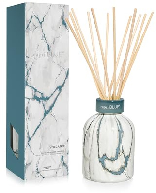 Capri Blue Modern Marble Reed Diffuser Set - Includes Reed Diffuser Sticks, Scented Oil & Glass Bottle - Luxury Scents for Bedroom Decor & Bathroom Air Freshener - Volcano (5.7 fl oz)