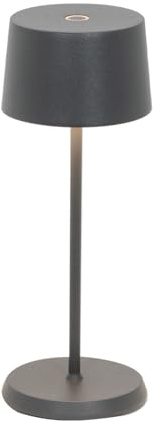 Zafferano, Lampe Olivia Micro, Lampe de Table Rechargeable Sans Fil avec Contrôle Tactile, Convient pour Salon et Extérieur, Variateur, 2200-3000 K, Hauteur 20 cm, Couleur Gris Foncé