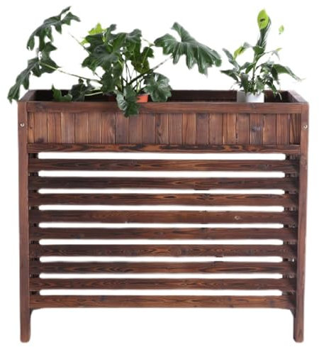 pflanzenständerKlimaanlagen-Abdeckungszaun, Massivholz-Klimaanlagen-Blumenständer, Jalousien, Klimaanlagen-Abdeckungs-Blumenständer aus Holz, für Garten/Terrasse/Balkon (Größe: 110 x 50 x 10