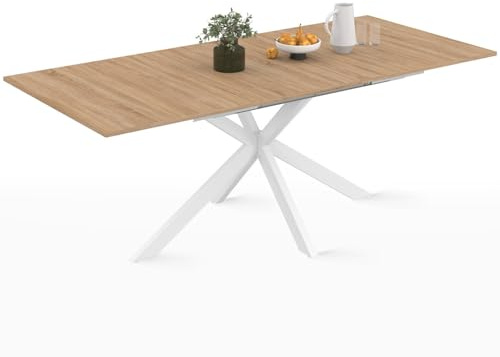 IDMarket - Table à Manger Extensible Rectangle Alix 160-200 cm Blanc, Bois