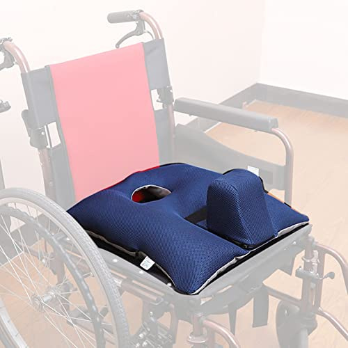 Joyfitness Rollstuhl-Keilkissen mit Sicherheitsgurten, Rollstuhlkissen mit rutschfestem Bezug, atmungsaktive Stuhlpolster mit verstellbarem Gurt für Rollstuhl