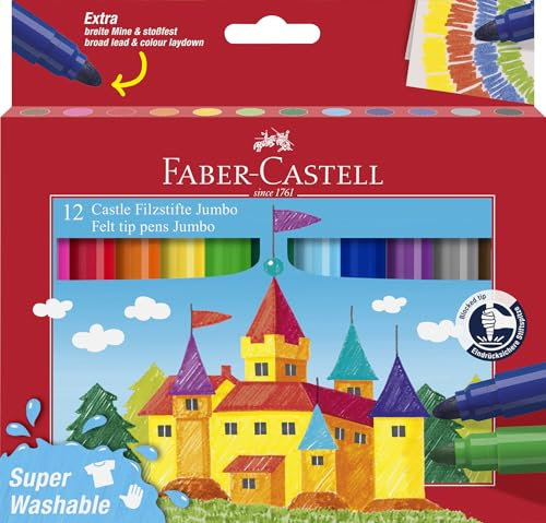 Faber-Castell 154311 – Packung mit 12 Jumbo-Markern, mehrfarbig, super waschbar