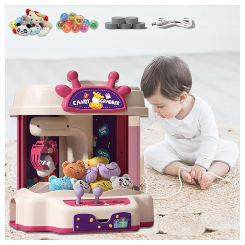 CUCUKAKA Machine Attrape Bonbon avec Lumières Et Musique Machine à Bonbons avec Peluches Et Gashapons pour Garçons Filles Âge 5-8-10-13,D-Deer
