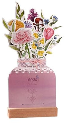 2025 Bloomy Flower Tischkalender Kreativer Holzkartenkalender Desktopkalender Illustratorkarte Einsteckkalender