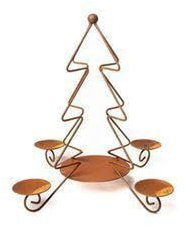 Adventskranz Kerzenhalter Tannenbaum zum Hinstellen Kerzenständer mit 4 Tellern für Kerzen aus Metall rostfarben Weihnachten Dekoration 36cm hoch x 39cm Durchmesser