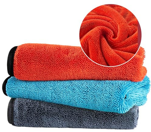Yolistar 40 x 60 cm 3 Piezas Paño de Microfibra para Coche,Toalla de Microfibra Extra absorbentes,Toalla Secado Coche Ultra Suaves,Vehículos Coches y Motos para el Cuidado Exterior del Automóvil