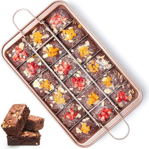 Professional 12x8 Inch Brownie Pan with Nonstick Coating - Heavy Duty Carbon Steel Baking Sheet for Oven, Perfect for Brownies, Cakes, Bars & Bread (31x20x4cm, 530g)