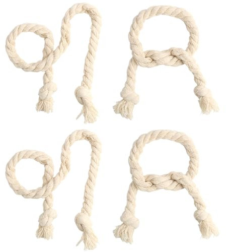 4 Pezzi Fermatende per Tende in Cotone Intrecciato a Mano, Corda Decorativa per Interni ed Esterni, Design Elegante e Rustico, Facile da Installare, Adatto per Casa e Ufficio, Colore Beige, 800 mm