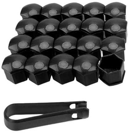BHSTTNIXP 20 PCS Black 17mm Wheel Nut Covers with 1 PCS Removal Tool,Wheel Bolt and Nut Covers for Car Accessories,Plastic Shell Nuts Protection Cap Car Parts