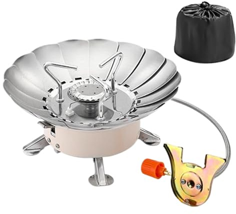 Duroecsain Réchaud de camping | Cuisinière portable pour camping | pliable en acier inoxydable avec Ignition Piezo électrique, bouclier coupe-vent et table de cuisson réglable pour, et voyage