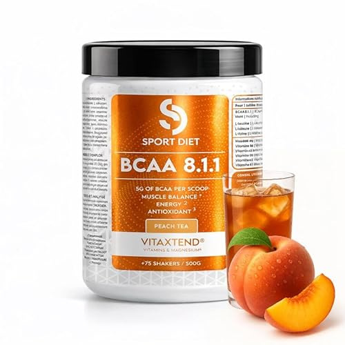 BCAA 8.1.1 VitaXtend – Acides Aminés Essentiels – Magnésium & Vitamines B6, C, D3, E – Récupération & Performance Musculaire – Réduit la Fatigue – Poudre 500g – SportDiet