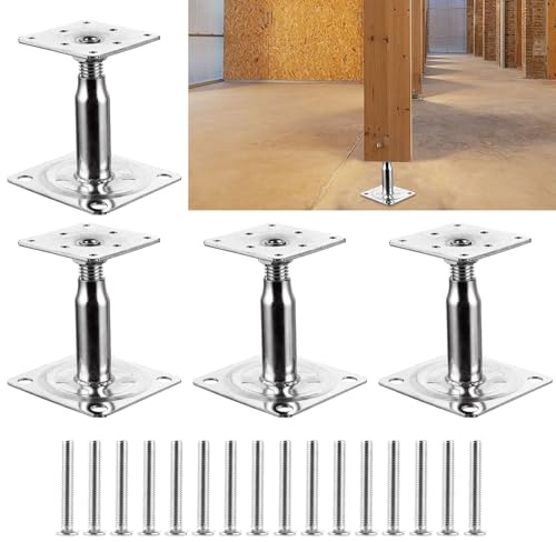 FWEEK 4 Stück Pfostenträger Höhenverstellbar, Verzinkte 150-190 mm Pfostenträger, Stützenfuß Bodenfuß für Zäune, Unterstände, Carports, Pergolen, Bauarbeiten, Silber