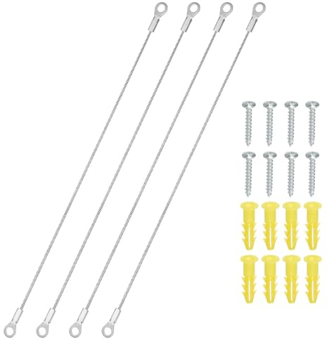 PATIKIL Sicurezza Acciaio Cavo 20cm, 4Pz Limitatore Angolo Apertura Sicurezza Filo Corda In Acciaio Inox 2mm Dia Con Viti Montaggio Per Limitare Oscillazione Ante Armadietto