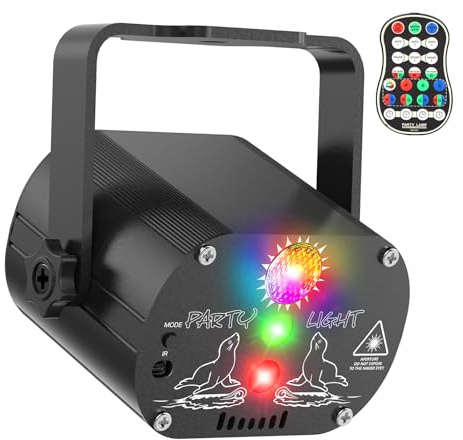 Lumière Disco Sans Fil à Batterie 4500mAh, Commande Musicale, 60 Modèles Différents, Effet Stroboscopique. Lumière de Fête avec Télécommande et USB 2M pour Famille, Fêtes, Club