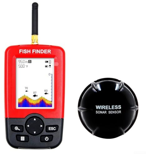 Détecteur de poissons portable avec sonar de 40 m et alarme de profondeur, idéal pour la pêche en eau douce et en eau salée