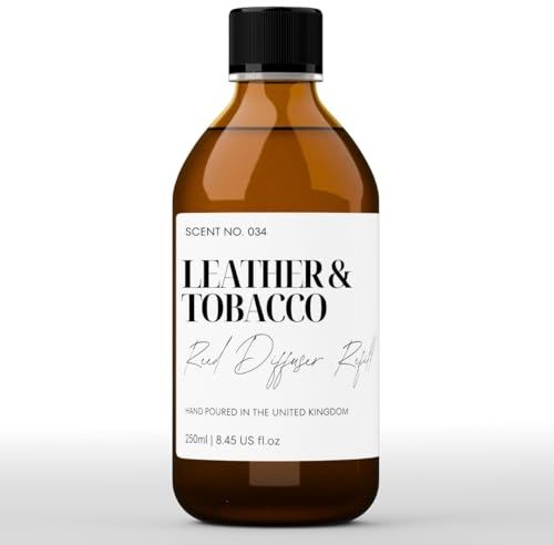Freshskin Beauty LTD | Reed Diffuser Refill - Leather & Tobacco - 250ml - Home Fragrance, Scented Oils, Diffuser Oil - Vegan Friendly - A Rich, Complex, & Long Lasting Scent!
