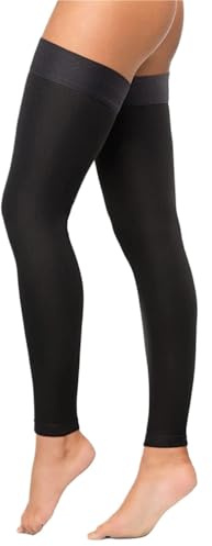 LYXYGMV Medias de compresión hasta el muslo sin pie for mujer y hombre, firmes, 20-30 mmHg, soporte graduado Para Fitness, Ejercicio(Black,XL)
