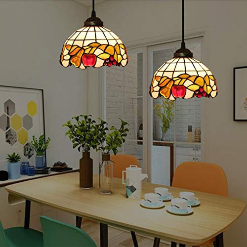 LYGXWJFC Stil Ljuskrona,Vintage lampskärm av målat glas Taklampa,Hängande 2-ljusarmatur,Justerbar sladdtrådshängande,Pendellampa för matsal i sovrummet110-240V,E27,J