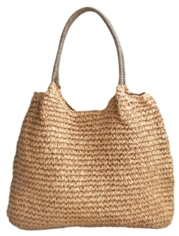 Stråväska Lätt stråväska för kvinnor Halm strandväska Tygpåse Large Woven För Kvinnor