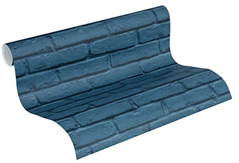 A.S. Création Steintapete Attractive Tapete in Backstein Optik Vliestapete blau matt glatt 358561