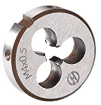 sourcing map Terraja Terrajas de Roscar Métricas M4 X 0, 5 Terraja Redonda | 20mm Diámetro Exterior, Aleación de Acero, Troquel para Roscar a la Derecha