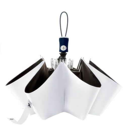 DBA FDJASGY UV Sun Umbrella Compact Auto Open Close Folding for Rain Travel Women Men Blocking UV 99.98% White