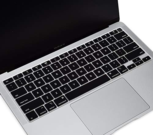 Silikon-Tastaturabdeckung für MacBook Air 2020 13 Zoll Release Modell A2337 M1 A2179 mit Touch ID, MacBook Air 2020 Tastatur-Skin 13,3, Schwarz