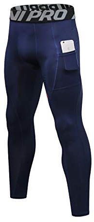 LNJLVI Kompressionsleggings för män baslager löpning tights sport fitnessbyxor, Marinblått Xsp, M
