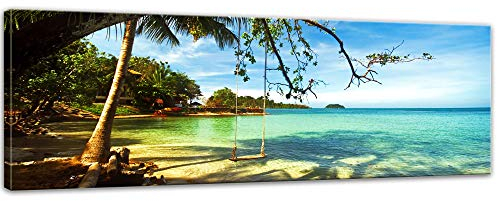 Bilderdepot24 Bild auf Leinwand | Tropical Beach Under Blue Sky - Thailand in 120x40 cm als Panorama Wandbild XXL | Wand-deko Dekoration Wohnung modern Bilder | 16139B