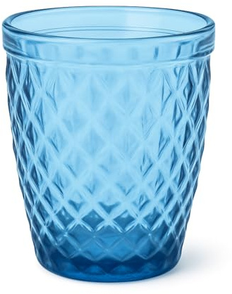 FRANCACOR PACK 6 VASOS AGUA CRISTAL COLORES DIAMOND 250 ml 10x8 CMS (JUEGO 6) (AZUL)