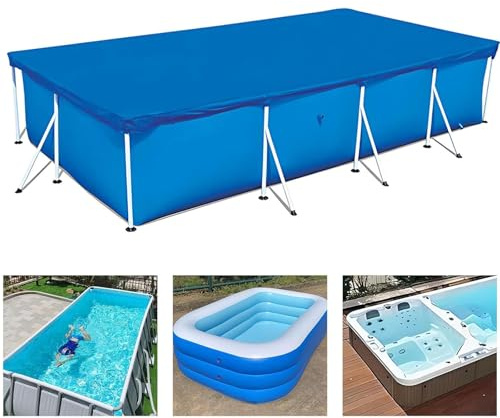 Rectangular Swimming Pool Cover, 400 x 211 cm Blue Universal Waterproof Pool Cover for Above Ground Pools, Easy Set, Washable, Pool Protection