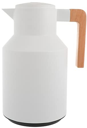 HEMOTON 1L Thermal Coffee Carafe Double Wall Vacuum Insulated Coffee Pot Heat Retention Vacuum Jug for Coffee Tea Milk (White)
