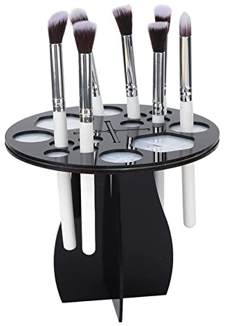 Makeup Pinsel Trockengestell, 14 Löcher zusammenklappbar Acryl Makeup Pinsel Halter Veranstalter Makeup Pinsel Trockner für verschiedene Größen und Arten von Pinseln (Schwarz)